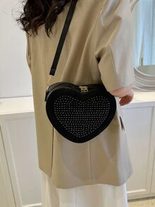 Mini Rhinestone Decor Heart Design Novelty Bag Valentines