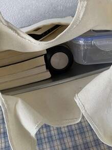 女士蝴蝶印花托特包，大容量帆布单肩包字母图案购物袋，母亲节送给妈妈的礼物