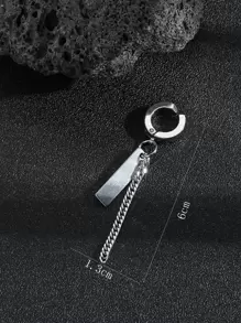 1入組男士幾何和鏈飾耳夾,不銹鋼首飾類,適用於首飾類禮品和派對 - 銀色 - 查看 3