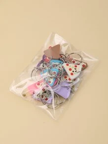 16入組比薩餅吊墜鑰匙圈 - 彩色 - 查看 4