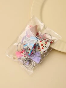 16入組比薩餅吊墜鑰匙圈 - 彩色 - 查看 5
