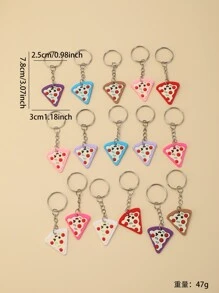 16入組比薩餅吊墜鑰匙圈 - 彩色 - 查看 8