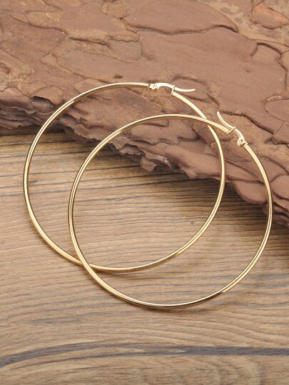 1pc Minimalist Hoop Earrings, Stainless Steel Jewelry