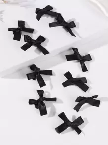 10pcs Ballet Style Small Hair Clips With Bowknot Street - Black - View 1