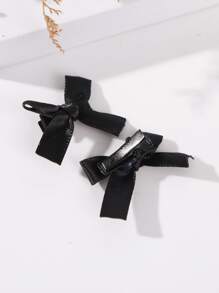 10pcs Ballet Style Small Hair Clips With Bowknot Street - Black - View 3