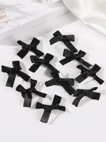 10pcs Ballet Style Small Hair Clips With Bowknot Street - Black - View 5