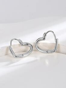 Charm-In 1 bông tai thiết kế hình trái tim trang sức bằng đồng - Bạc - Xem 1