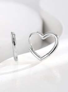 Charm-In 1 bông tai thiết kế hình trái tim trang sức bằng đồng - Bạc - Xem 3