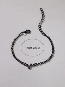 Men Heartbeat Decor Chain Bracelet - Black - View 3