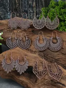 TopHanqi 6對鏤空圓耳環