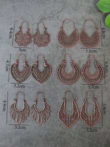 TopHanqi 6對鏤空圓耳環