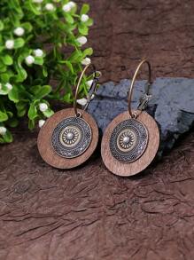 1 Cặp bông tai mặt tròn bằng đồng phong cách Bohemian dành cho phụ nữ, phù hợp cho cuộc sống hàng ngày, công việc, biểu diễn sân khấu, chụp ảnh đường phố, trang sức tự làm - Đồng - Xem 5