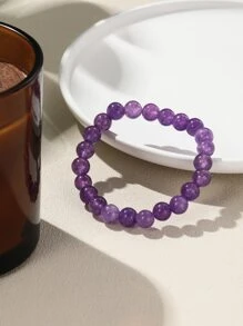 Minimalist Beaded Bracelet - Purple - View 2