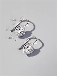 Cubic Zirconia Decor Silver Stud Earrings - Silver - View 3