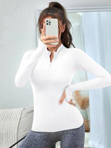 SHEIN Sport Studio Solid Half Zip Sports Sweatshirt