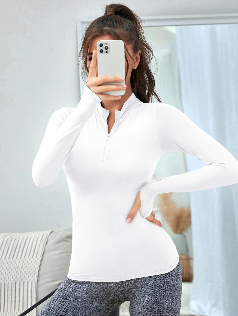 SHEIN Sport Studio Solid Half Zip Sports Sweatshirt