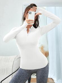 SHEIN Sport Studio Solid Half Zip Sports Sweatshirt