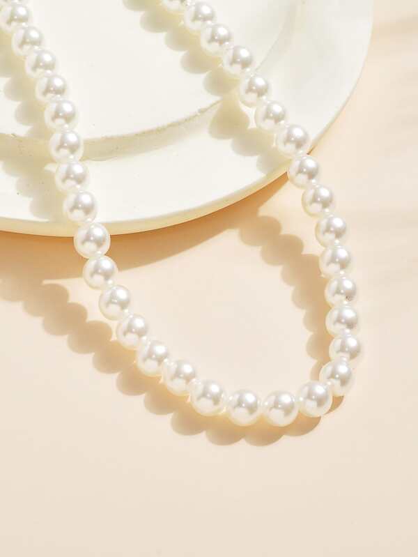 Faux Pearl Beaded Necklace SHEIN USA