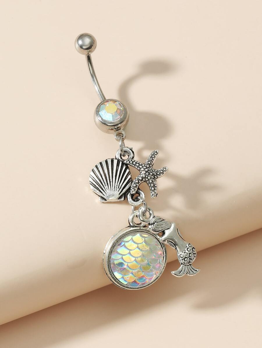 Shell & Starfish Decor Navel Belly Ring | SHEIN USA