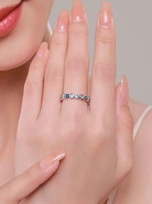 Đính Đá Cubic Zirconia & Trang Trí Mắt Ban Nhạc Cưới Bằng Bạc Cho Nữ Cưới Cô Dâu Trang Sức Mỹ - Nhiều màu - Xem 6