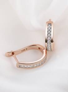 方晶鋯石裝飾銀耳釘 - 彩色 - 查看 2