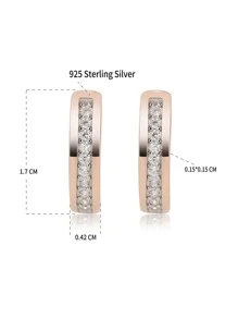 方晶鋯石裝飾銀耳釘 - 彩色 - 查看 6