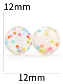 100入組/套波點圖案矽膠珠子 - 彩色 - 查看 3