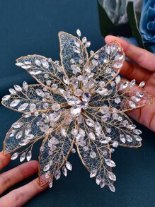 水鑽裝飾新娘髮帶 - 金色 - 查看 4