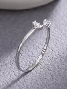 ESBERRY 1 Bạc Đơn Giản Đính Đá Cubic Zirconia Có Thể Điều Chỉnh Cưới Ban Nhạc Trang Sức Hợp Thời Trang Quà Tặng Cho Nữ Cho Bé Gái Cho Nữ Cưới cô dâu Bộ Trang Sức Viễn Chí Bảo - Bạc - Xem 3