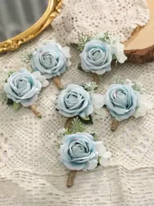 6 cái hoa trang trí Boutonniere - Màu xanh lam - Xem 1