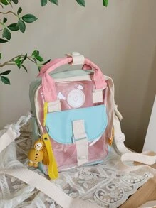 迷你透明補丁細節方包附包飾 - 彩色 - 查看 2
