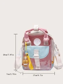 迷你透明補丁細節方包附包飾 - 彩色 - 查看 3