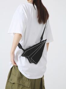 Paper Plane Design Novelty Bag - Black and White - View 2