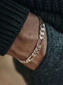 Men Minimalist Chain Bracelet - Silver - View 1