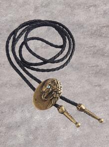 男士橢圓形裝飾領帶項鍊 - 銅色 - 查看 1