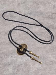 男士橢圓形裝飾領帶項鍊 - 銅色 - 查看 2