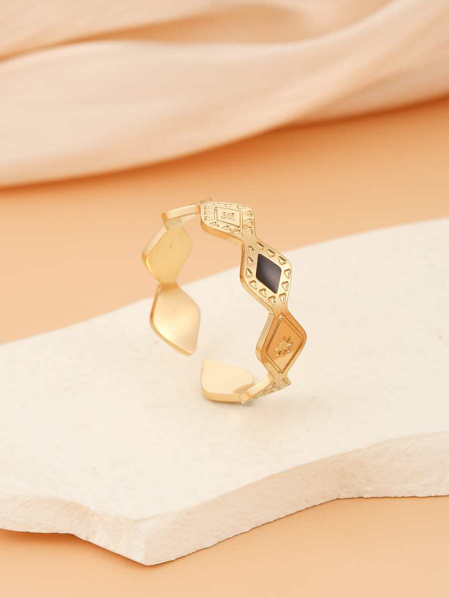 1 chiếc nhẫn trang trí hình kim cương thời trang cho phụ nữ để trang trí hàng ngày - Vàng - Xem 1