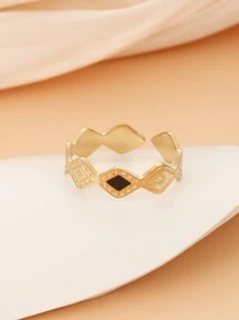 1 chiếc nhẫn trang trí hình kim cương thời trang cho phụ nữ để trang trí hàng ngày - Vàng - Xem 2