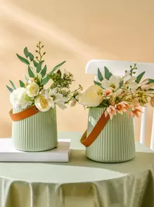 1入復古裝飾植物盆栽盆,帶手柄 - 彩色 - 查看 1