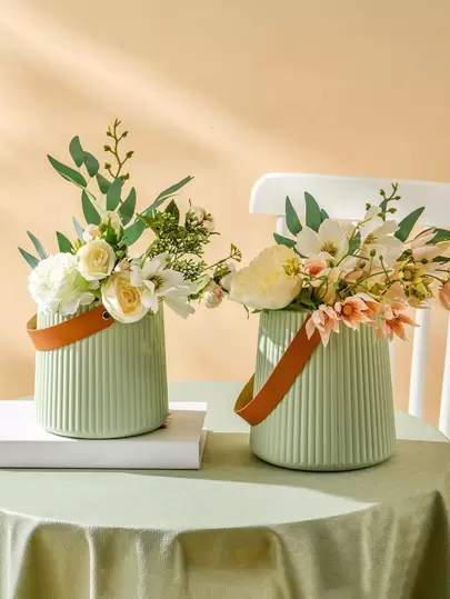 1入復古裝飾植物盆栽盆,帶手柄