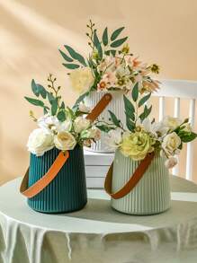 1入復古裝飾植物盆栽盆,帶手柄 - 彩色 - 查看 2