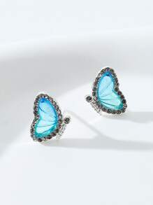 Butterfly Decor Stud örhängen - Blå - Visa 3