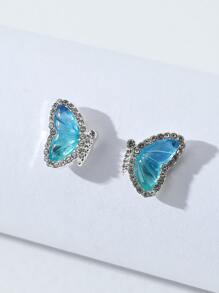 Butterfly Decor Stud örhängen - Blå - Visa 2