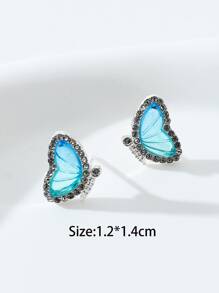 Butterfly Decor Stud örhängen - Blå - Visa 4