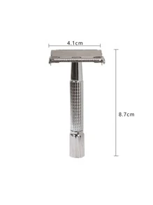 1pc Men Adjustable Manual Beard Razor Without Blade,Double Edge Safety Razor, Reusable Travel Essentials Women Razor,Fathers Day Gifts,Easy to Clean - Silver - View 4
