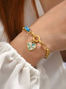 Rhinestone trang trí vòng tay quyến rũ trái tim - Nhiều màu - Xem 1