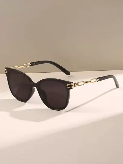 1 件装塑料镜框和金属镜腿时尚高端眼镜优雅装扮，适合夏季海滩度假、户外、旅行