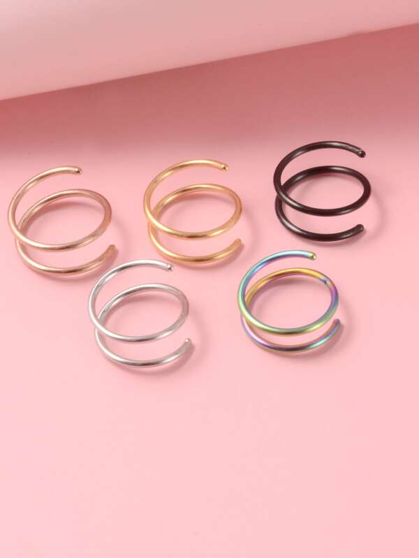 5pcs/set Minimalist Nose Ring 5pcs Puncture Jewelry Set Double Spiral