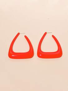 2pcs Geometric Design Earrings - Red - View 2