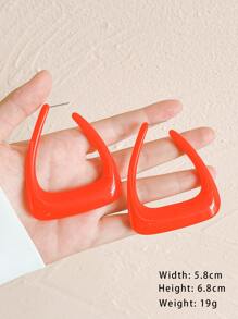 2pcs Geometric Design Earrings - Red - View 3